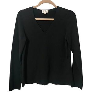 Ann Taylor LOFT Black Silk Cotton V Neck Sweater Women’s Size XL